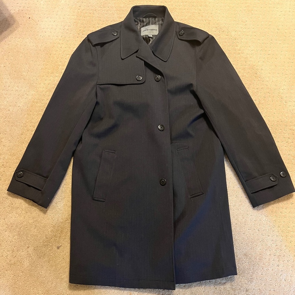Johnston & Murphy Mens Rain Jacket Size XL Grey Mid Trench